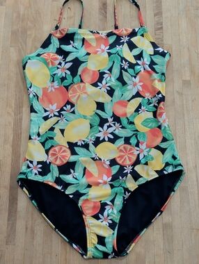 Old Navy One Piece Swimsuit In Navy With Oranges And Lemons Size XL (14/16)
